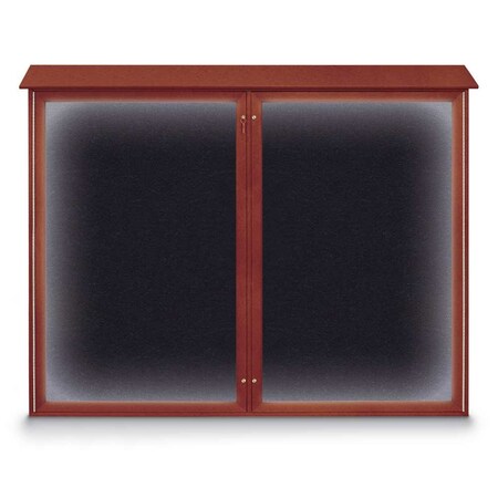 United Visual Products 24"x36" 1-Door Enclosed Outdoor Letterboard, Blue Felt/Black Alum UV1160D-BLACK-BLUE